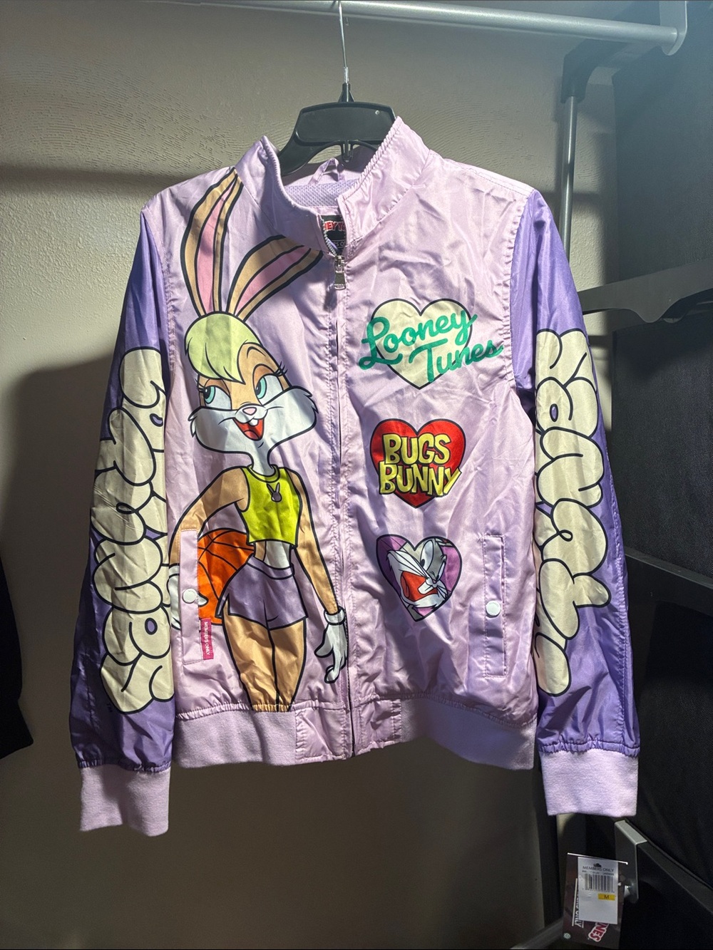 Members Only Lavender Looney Tunes Lola Bunny Bomber Jacket New